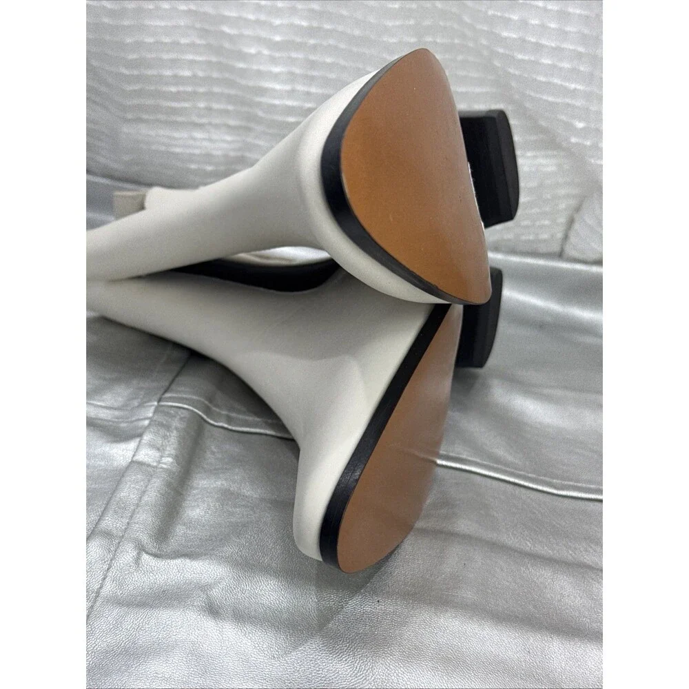 (E2) FRAME Women Le Lexington Off White Leather Chelsea Boot SIZE 38,5 - Picture 10 of 11